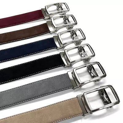 Men's Leather Belt Office Dress Jean Genuine Suede Leather Belts Ratchet Belt • $29.95