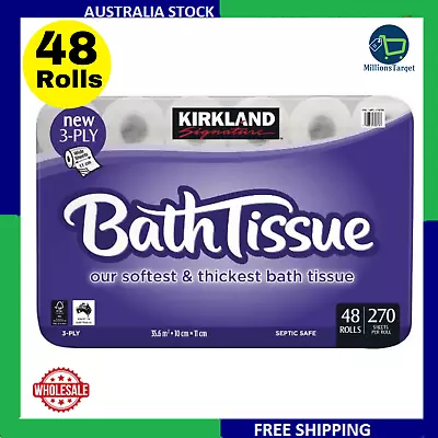 $45.99 • Buy 48 Kirkland Toilet Paper Tissue Rolls 3-Ply 270 Sheets -Soft & Thick White Roll