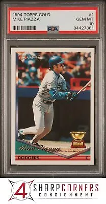 1994 Topps Gold All-star Rookie #1 Mike Piazza Dodgers Hof Psa 10 • $88.64