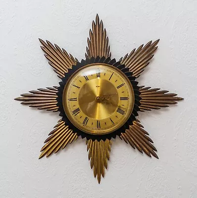 VINTAGE RETRO Metamec Sunburst / Starburst 1960’s Rare Clock Working • £75