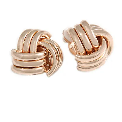£10.90 • Buy Polished Rose Gold Tone Knot Clip On Earrings - 20mm D