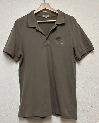 Burberry Polo Shirt Mens Brown London Slim Fit Solid Short Sleeve Sz L Read Desc • $35