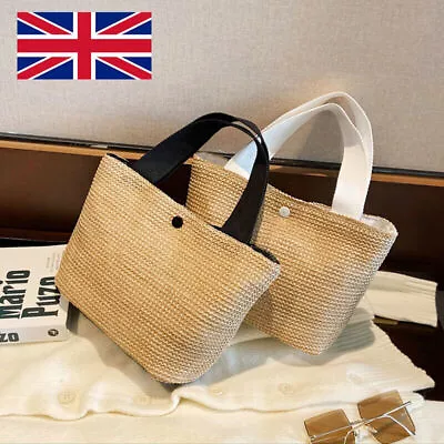 £6.99 • Buy Womens Wicker Handbag Bags Tote Beach Straw Woven Summer Rattan Basket Bag
