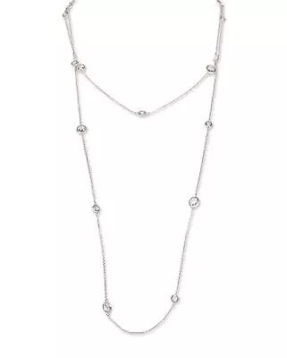 Nadri 302053 Long Bezel Station Necklace Silver/ Clear Cz One Size • $99.20