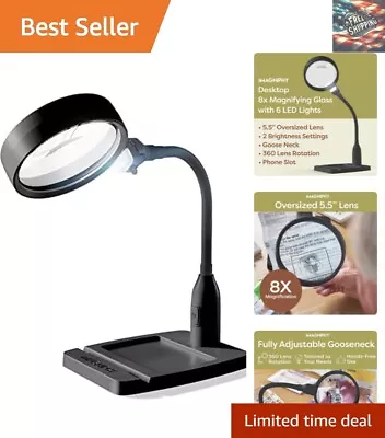 LED Desktop Magnifier With 6x Magnification - No-glare For Reading And Crafting • $50.79