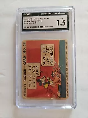 Rare 1935 MICKEY MOUSE Card #59 UNDER-DOG Gum Inc CGC 1.5 Fair • $120