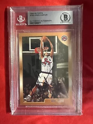 Vince Carter Signed 1998-99 Topps Rookie Card Beckett/Bas Slabbed Auto Raptors • $89.99