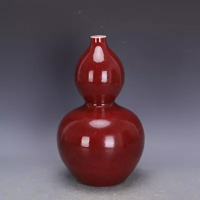 12  Chinese Old Monochrome Ox-blood Red Glaze Porcelain Gourd Vase • $339