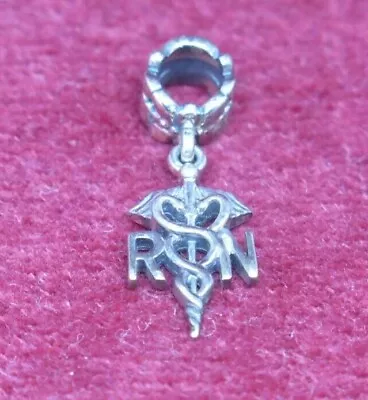 Stirling Silver RN Medical Caduceus Dangle Charm/Pendant  • £4.75