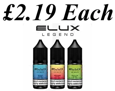 Elux LEGEND Nic Salt 10ml E Liquid Vape Juice-Elux NIC Salts-10mg & 20mg UK Post • £2.19