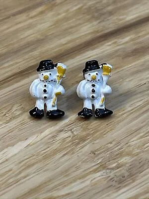 Vintage Christmas Holiday Xmas Snowman Earrings  Estate Jewelry Find KG JD • $12