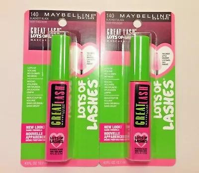 2 Maybelline Great Lash Lots Of Lashes Mascara Volumizing Blackest Black • $10