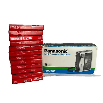 Vintage Panasonic Mini Cassette Recorder RQ-382 W/12 BLANK TAPES-NEW OPEN BOX • $139.99