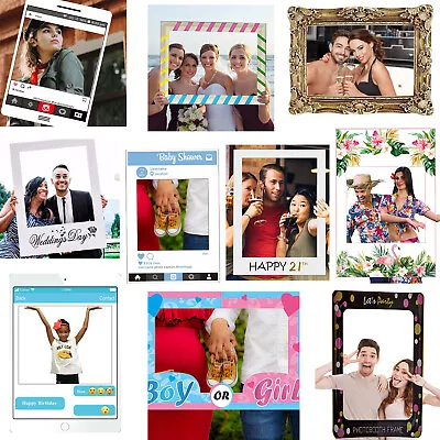 $8.46 • Buy Photo Booth Props Frame Happy Birthday Party Wedding Selfie Decor Photography