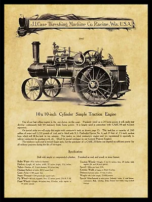 1907 J.I. Case Threshing Machine Simple Traction Engine NEW Metal Sign: Racine • $19.88