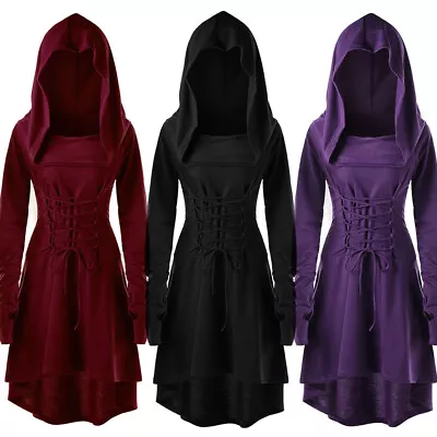 Women Costumes Lace Up Hooded Vintage Pullover High Short Dress For Women Summer • $22.75