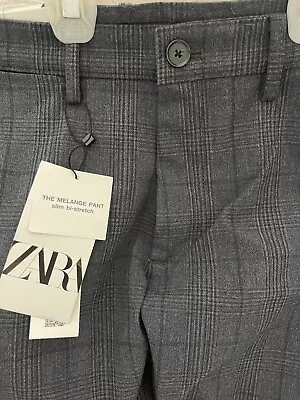 Zara Men's Suit Trousers W 38 In Dark Grey 100% Cotton Melange Slim Bi-stretch • £12