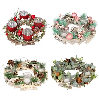 Candle Wreath Table Centrepiece Xmas Dining Candle Votive Tealight Holder • £13.99