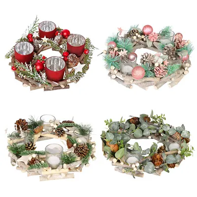 £14.99 • Buy Christmas Wreath Table Centrepiece Xmas Dining Candle Votive Tealight Holder