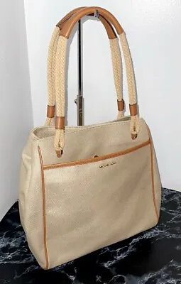 MICHAEL MICHAEL KORS Handbag Talia Large Cotton Gold Grab Bag Tote AUTHENTIC NWT • $129