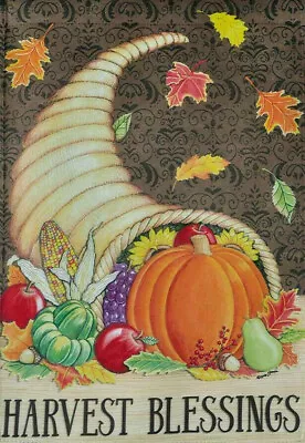 Harvest Blessings Cornucopia Fall Thanksgiving Mini Window Garden Yard Flag New • $8.97