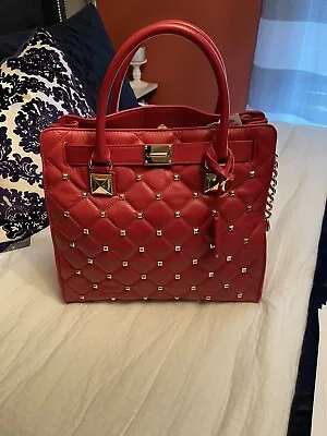 Michael Kors  Red Leather Hamilton Stud Quilt Handbag • $199.99