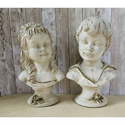Vintage 1962 Pair Of Universal Statuary Corp. 9.75  Little Boy/Girl Head Busts • $75