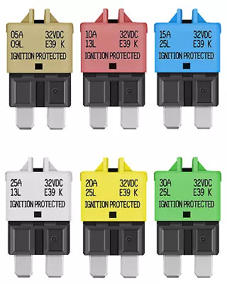 6pcs CIRCUIT BREAKER RESETABLE BLADE TYPE FUSE 32V CAR VAN TRUCK MARINE • $10.99