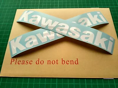 £5.45 • Buy  KAWASAKI LOGO Decals Gloss White Vinyl Motorcycle Stickers 210mm Long X 32mm 