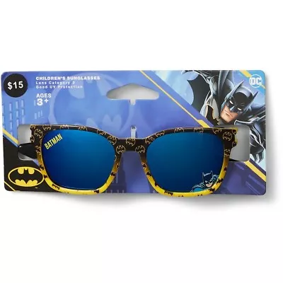 Batman Kids Bat Icon Gradient Sunglasses - Black & Yellow - American Brand • $44.95