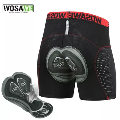 WOSAWE Men Cycling Shorts 5D Gel Pad MTB Bicycle Mountain Biking Underwear Pants • $9.90