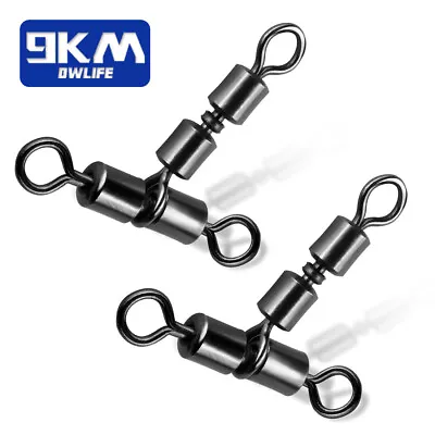 3 Way Fishing Swivels 15~30Pcs Double Rolling Swivels T-Shape Triple Cross Line • $9.60