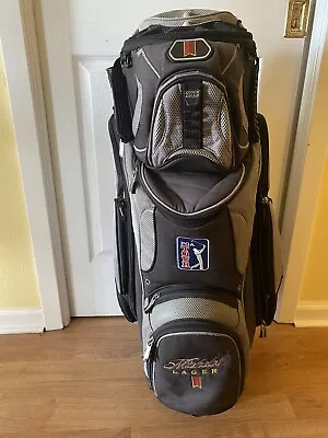 Michelob Lager PGA Tour Golf Cart Bag- 14 Way Divider W/ Strap- Black & Gray • $127.99