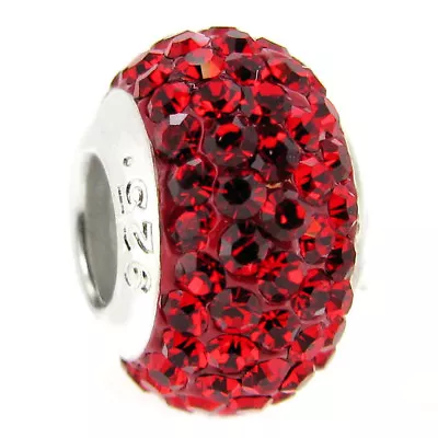 $13.98 • Buy .925 Sterling Silver BIRTHSTONE ROUND Bling Bead For European Charm Bracelet