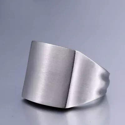 Vintage Brushed Face Square Signet Ring Titanium Men's Boy's Gothic Gift Ring • $12.80