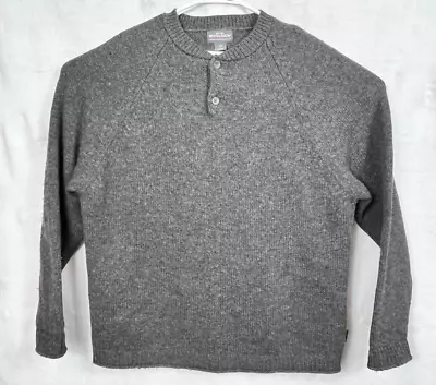 Woolrich 100% Lambs Wool Men Henley Sweater Large Tight Knit Pullover Button Tag • $21.72