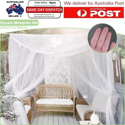 4 Corner Post Bed Canopy Mosquito Net Black Netting Full Queen King Size Bedding • $32.75