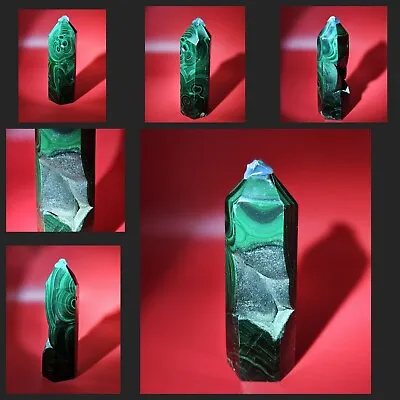 Beautiful Big Druzy Malachite Crystal Obelisk Small Crystal Tower 226G • $58