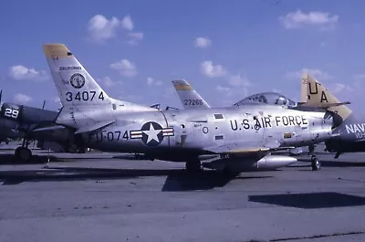 Original Aircraft Slide - F-86L Sabre - USAF 53-4074 / FU-074 Ca ANG 1968 • $1.25