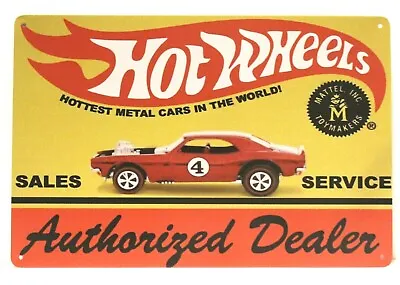 Hot Wheels Tin Metal Sign Toy Metal Cars Garage Man Cave Authorized Dealer XZ • $10.97