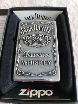 Zippo Lighter Struck/fired JACK DANIEL'S Siver Embellished • £8.50