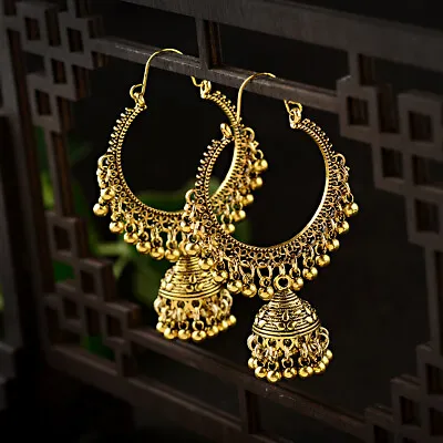 Exquisite Vintage Gold Handmade Ethnic Indian Jhumka Egypt Women Earring Jewelry • $2.19