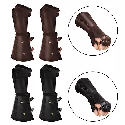 1 Pair New Medieval Leather Gauntlets Hand Protection Guards Armor Costume • $29.87