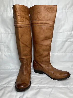 Frye 76442 Brown Leather Melissa Trapunto Pull On 16  H Riding Boots Women’s 10B • $46.99