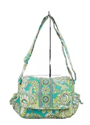 Vera Bradley Lindsay Womens Green Peacock Quilted Cotton Shoulder Crossbody Bag • $32