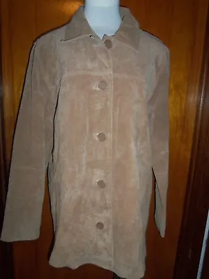 Victoria's Secret Moda International Tan Suede Leather Jacket Coat Pockets M New • $19.99