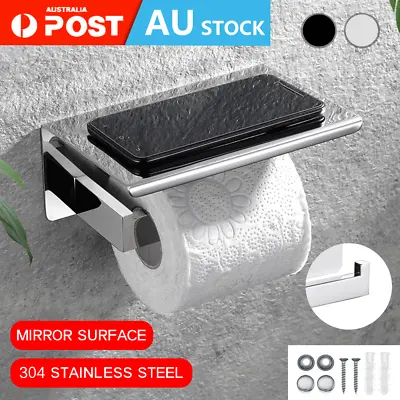 $15.78 • Buy Toilet Paper Roll Holder + Phone Shelf Wall Mounted Stainless Steel Tissue Rack