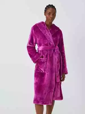 John Lewis Dressing Gown Large Bright Pink Velvet Finish Luxury Cece RP£50 • £24.95