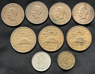 Mixed Lot Of 9 Mexican Centavos Coins 1938 M 1943 1944 1947 Bronze Copper Brass • $15.50