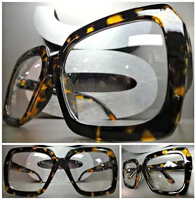 HUGE OVERSIZE VINTAGE Style Clear Lens EYE GLASSES Thick Tortoise Fashion Frame • $14.99
